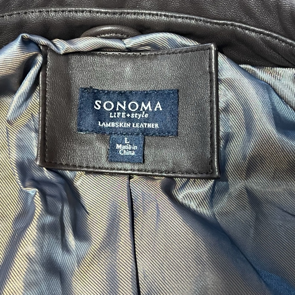 Sonoma - Woman’s Lambskin Leather Coat Sz LG - Picture 6 of 8